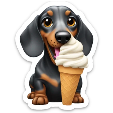 black and gray spotted dachshund with an ice cream cone  sticker