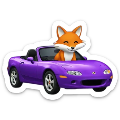 fox driving a purple 1995 miata sticker