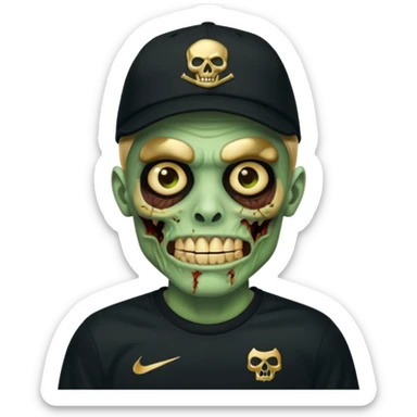 Faça um zombie com uma blusa da Nike preta com um boné preto da Nike tbm, que o zombie tenha dentes de ouro maciso sticker