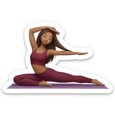 yoga girl burgundy clothes brunette long hair sticker