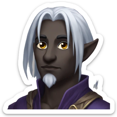 Male Drow bard dnd seductive look beardless sticker