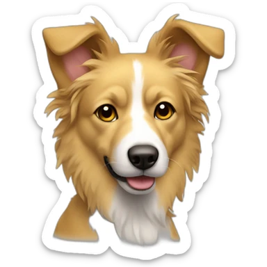 yellow messy fur mixed breed with brown eyes dog sticker