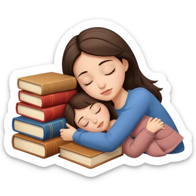 Brunette sleeping with Beige books  sticker