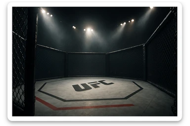 UFC octagon with fence, dynamic perspective, dramatic lighting sticker