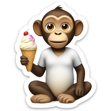 Monkey with ice cream sticker