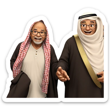 smiling old man with boys sticker