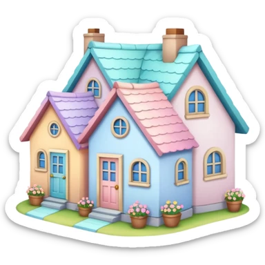 Pastel Roof Cottages sticker