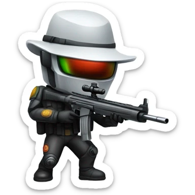 Martian secret service bounty hunter aiming rifle sticker