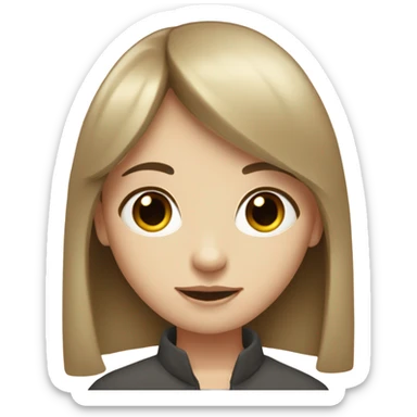 Pale girl with brown medium length, straight hair with bangs and brown eyes. sticker