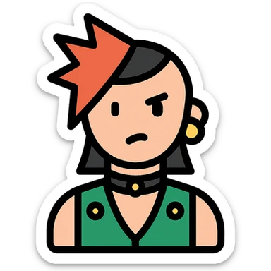 punk rock girl icon sticker