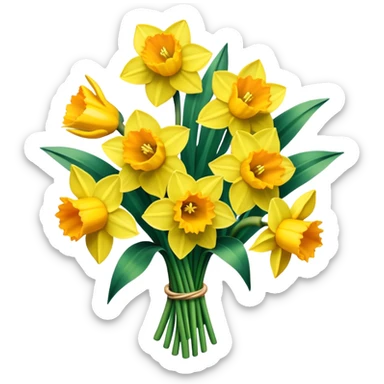 Yellow daffodil bouquet  sticker