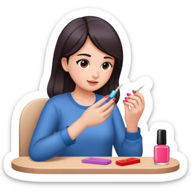 A girl doing her nails sticker