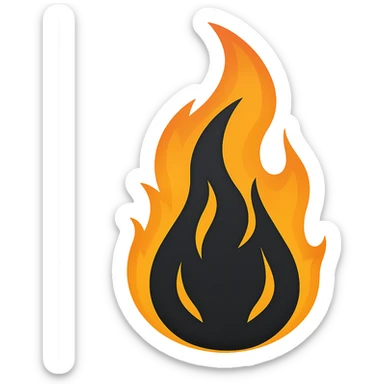 Remove the face and ensure there is no red color. Keep the black flame with no background. The style should maintain the original look but with these edits. sticker