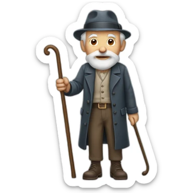 old man with a cane sticker