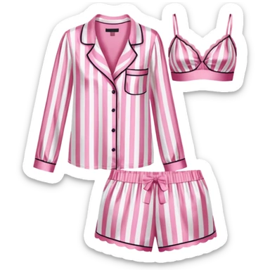 Striped pink and white silk Victoria’s Secret pajama set sticker
