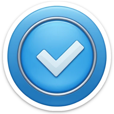 A check mark in a completely blue circle like a max sticker