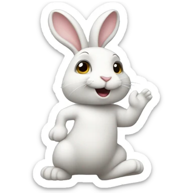 bunny waving goodbye sticker