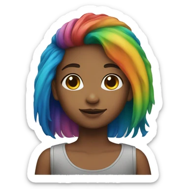 girl with rainbow hair sticker