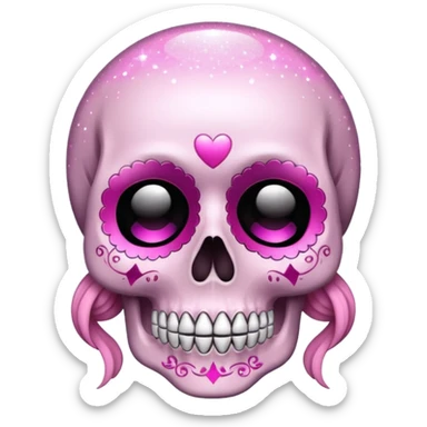 Catrina skull with soft pink details and sparkle sticker