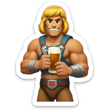 He-man drinking a beer sticker