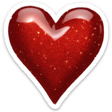 red sparkle heart  sticker