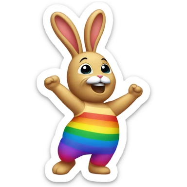 rainbow bunny doing the salsa sticker