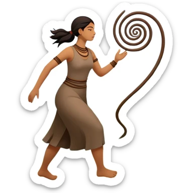 una figura humana sencilla como pintura rupestre caminando hacia una montaña la montaña hecha con líneas curvas primitivas
un animal totémico minimal 
un espiral tipo energía ancestral de fondo 
una mano prehistórica adaptada a ícono
Con una runa moderna inspirada en naturaleza sticker