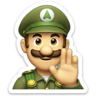 super mario doing a military salute sticker