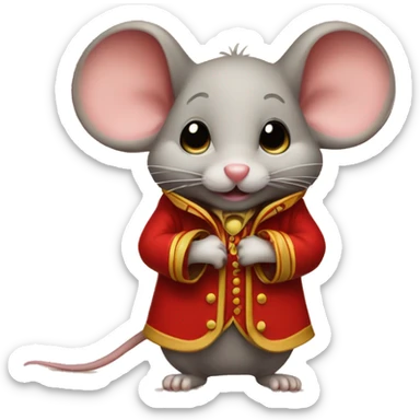 little tan mouse in red circus coat sticker