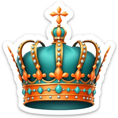 teal and orange royal crown sticker
