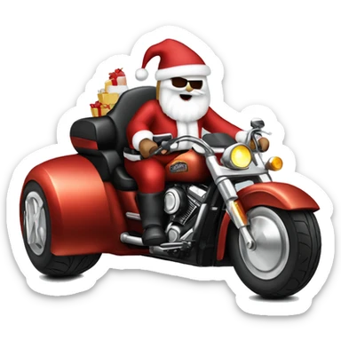 Santa on a Harley Davidson trike sticker