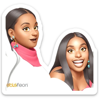 happy girls with earrings sticker