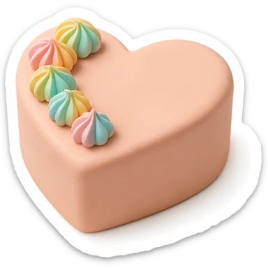 heart-shaped fondant cake with rainbow meringues sticker