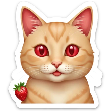 un gato tierno y amoroso que le gusta las frutillas sticker