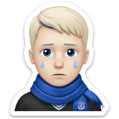 Sad Glasgow rangers fan wearing scarf only. sticker
