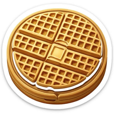 round waffle with grid texture, golden brown sticker
