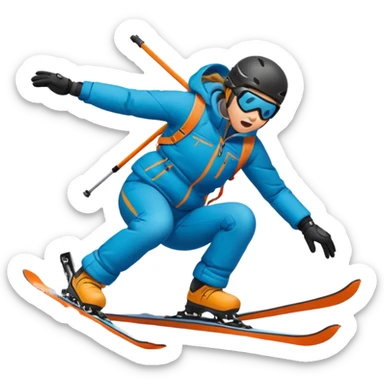 A skier crashing sticker