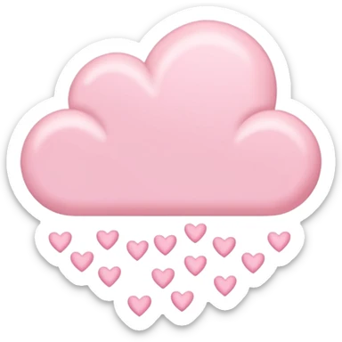Pastel pink cloud raining pastel pink hearts  sticker