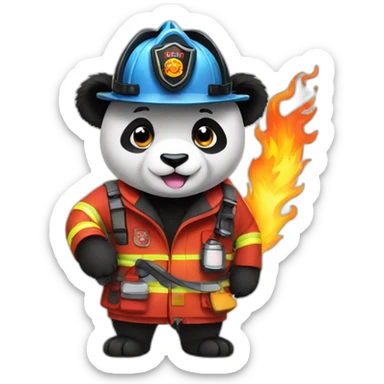 fire fighter panda sticker