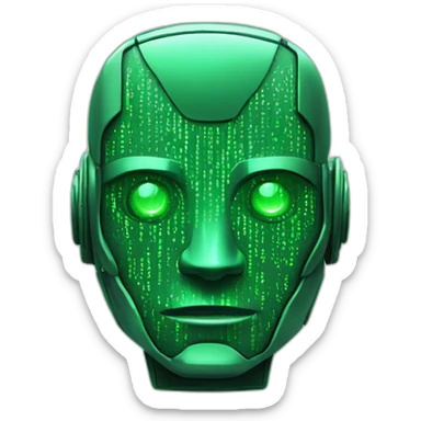 Robot style of green matrix text sticker