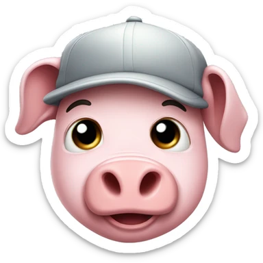 Swine wih grey eyes in baseball cap sticker