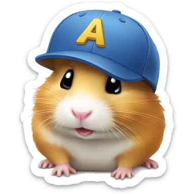 A hamster with a cap, with a Disney inscription on the cap. sticker
