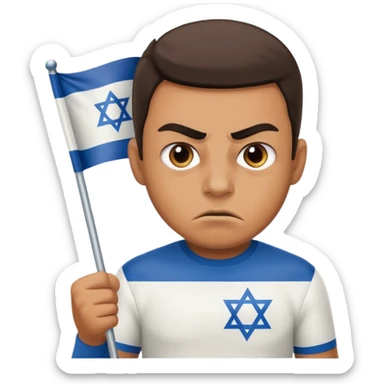 İsrail Bayrak tutan ve çok kızgın bakan adam sevmemiş gibi sticker