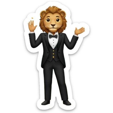 Lion that is singing in a tuxedo at the beach  sticker