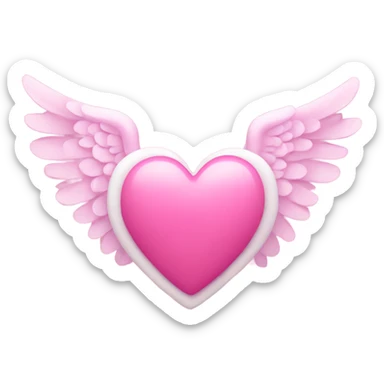 A pink heart with pink angel wings  sticker