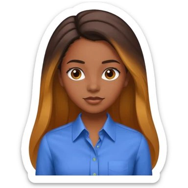 black girl working in colored formal shirt and long sleek hair sticker