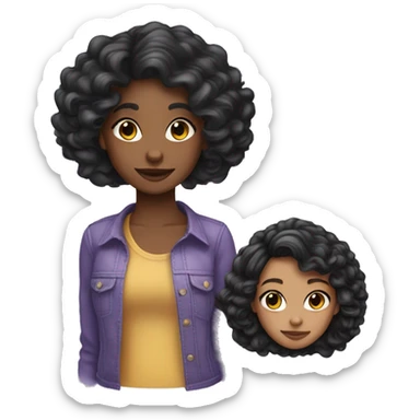 Une violette ( fleur) hair,  black ( lightskin ) girl  sticker