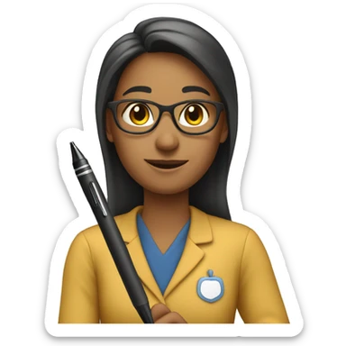 a teacher with a pen sticker