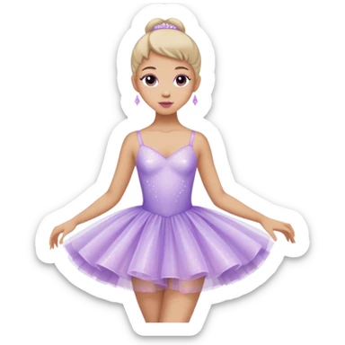 Lilac ballerina dress sparkly tulle  sticker