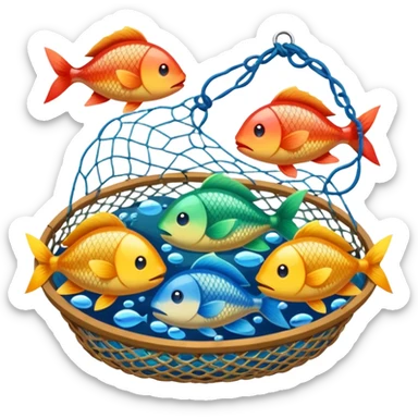 fishes in the fishing net sticker